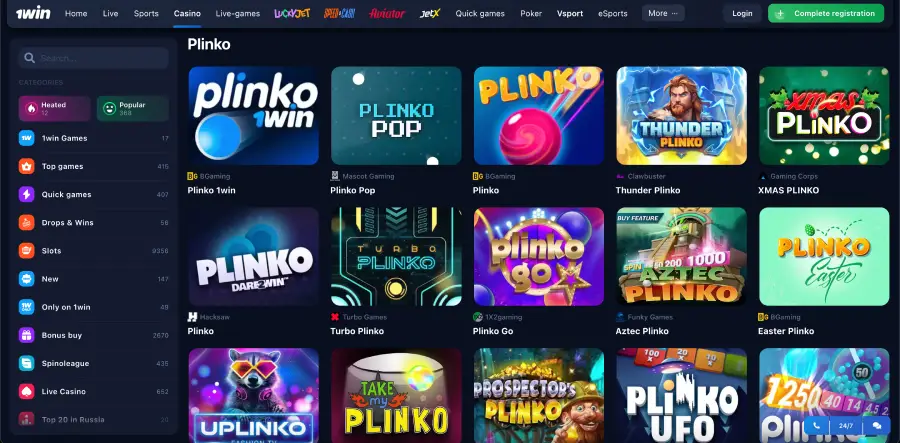 Zagraj w 1Win Plinko z bonusem startowym. Użyj kodu promocyjnego plinkodep.