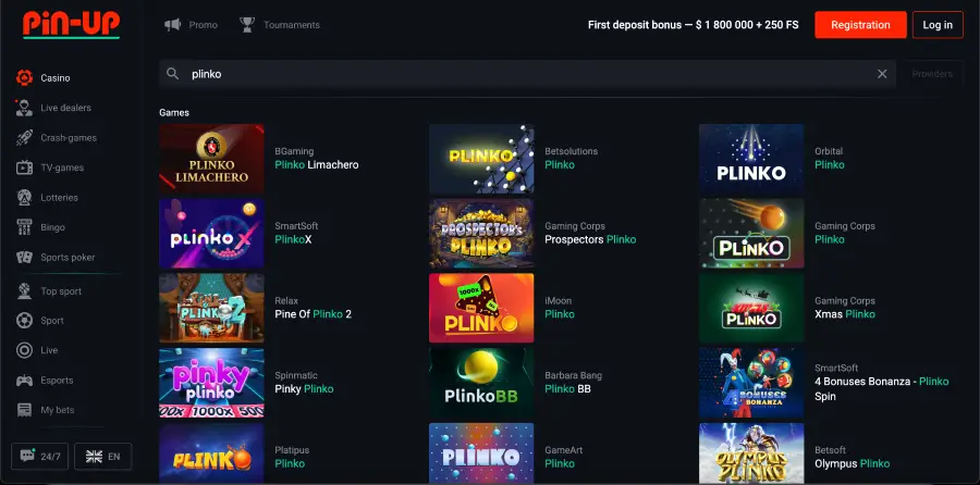 Vyzkoušejte různé verze Plinko na Pin-Up, upravte riziko a zjistěte, jak mít nad hrou kontrolu.